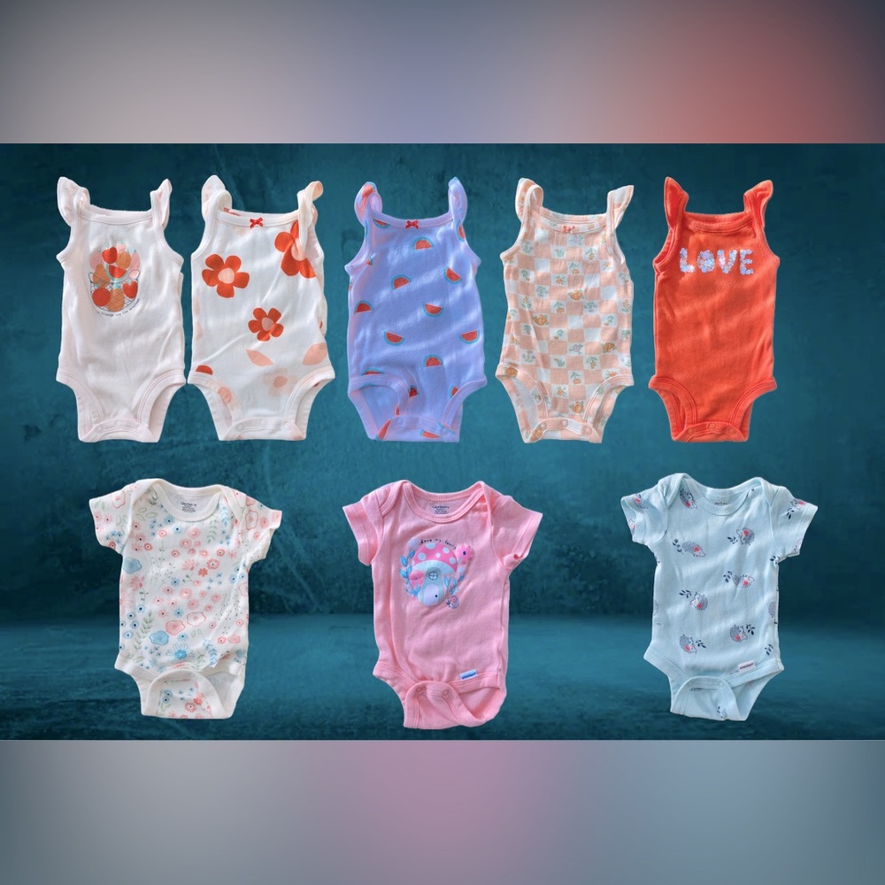 Carter’s/Gerber Newborn Baby Girl Bundle Tanks/T-Shirt Onesies